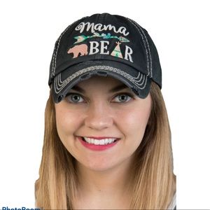 Mama Bear Distressed Embroidered Baseball Cap